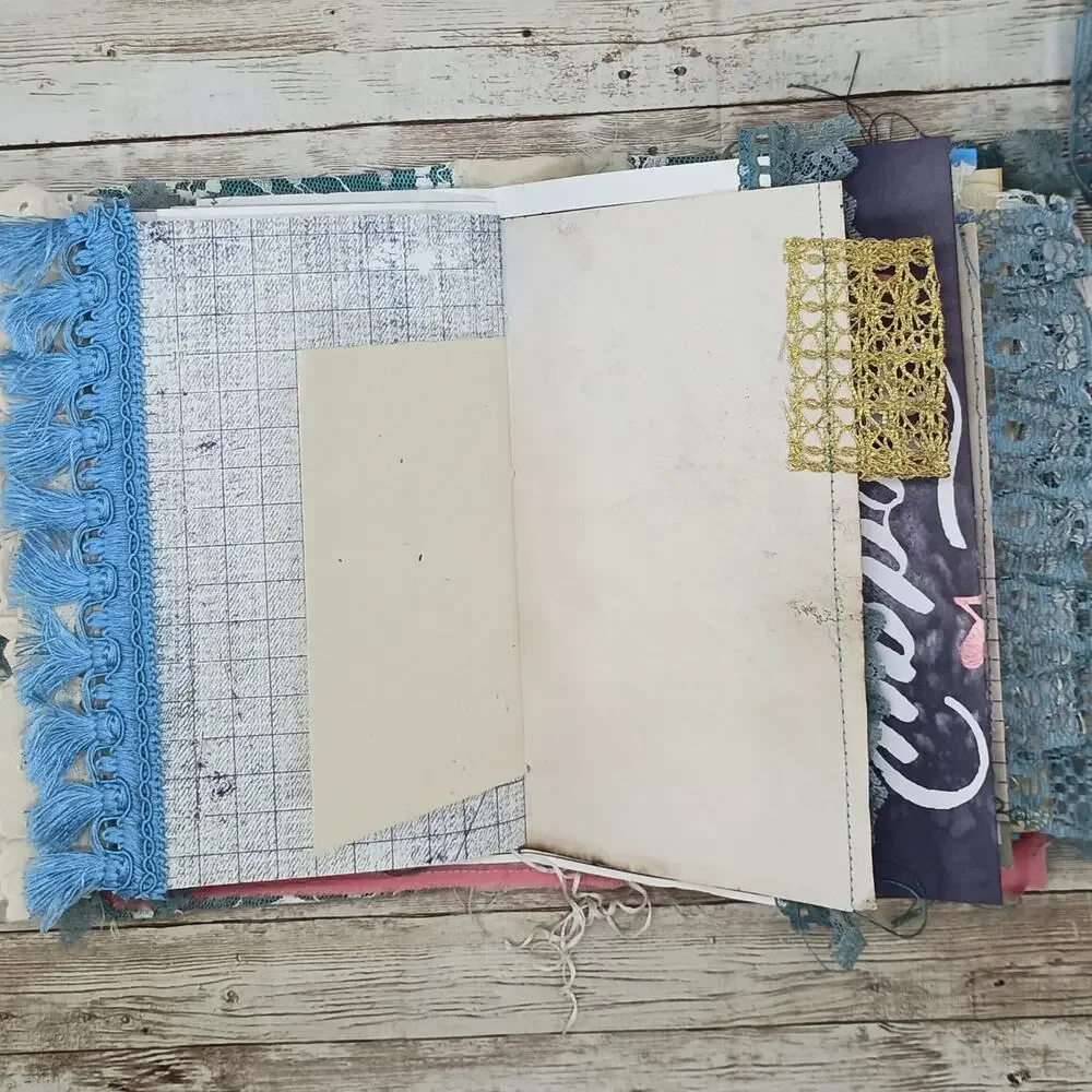 Turquoise Embellished Junk Journal: Flowers, Birds and Butterflies (Laugh)